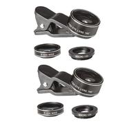 Housoutil 2pcs 3 1 Professional Mobile Phone Camera Lenses 198° Fish-eye 0.63x Wide 15x Macro Aluminum Alloy Waterproof