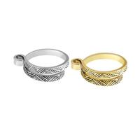 Housoutil 2Pcs Adjustable Crochet Yarn Guide Rings Durable Copper Finger Loop Knitting Tools for Fast Comfortable Knitting Elegant White Gold Gold Colors for DIY Woolen Yarn Crafts