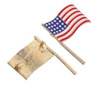 Housoutil 2pcs American Cutout Lapel Pin with Star Shape, Alloy Material Patriotic Usa Flag Brooch for Memorial Day Events and Fourth of July, Easy to Match and Versatile Use