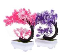 Housoutil 2pcs Artistic Plastic Artificial Bonsai Trees for Garden Fences and Restaurants, Never Needs to Be Watered Or Trimmed, Realistic Fake Plants for Indoor and Outdoor Decoration