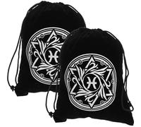 Housoutil 2pcs Black Flannelette Drawstring Bag for Jewelry Pouches and Tarot Card Storage, Easy to Open and Close, Suitable for Holding Party Favors and Candy Bags