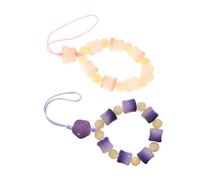 Housoutil 2pcs Bodhi Root Phone Wrist Straps with Butterfly Flower Beads Anti-lost Cell Phone Charm Bracelets for Women and Car Keychains Secure Grip Accessories