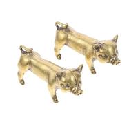 Housoutil 2PCS Brass Feng Shui Pig Keychain Pendant Retro Handmade Hanging Charm Decoration Gift