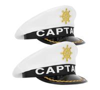 Housoutil 2pcs Captain Yacht Hat Yacht Captain Hat Classic Navy Style Polyester Breathable Fabric Comfortable Easy to Maintain Adults Nautical Themed Parties Summer White