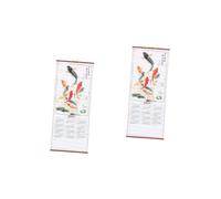 Housoutil 2pcs Chinese Dragon Year Wall Calendar Scroll with Lunar Year Dates and Festivals Hanging Decoration for Home Office Cultural Decor Reusable and Detailed