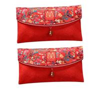 Housoutil 2pcs Chinese Style Wedding Envelopes Red Packets for Marriage Celebration Traditional Double Red Money Bags for Wedding Gifts and Party Accessories