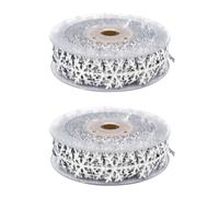 Housoutil 2pcs Christmas Theme Ribbon Glitter Ribbon Silver Polyester Snowflake Trim 10 Metres for Christmas Tree Ornament, Stage Decoration and Gift Wrapping