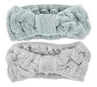 Housoutil 2pcs Coral Fleece Hairband for Washing Face and Makeup, Soft Elastic Headbands with Lovely Design, Convenient for Home Use and Jogging, Suitable for Women