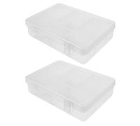 Housoutil 2pcs Double Layer Paint Brush Box with Buckle Design, Plastic Pencil and Stationery Storage Container, Protecting Brushes and Resistant to Wear, for Artists and Students