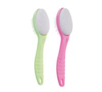Housoutil 2pcs Dual Sided Pumice Brush Foot Scrubber Dead Skin Remover Pedicure File with Comfortable to Hold Handle for Hard Skin Removal and Callus Exfoliation at Home Random Color