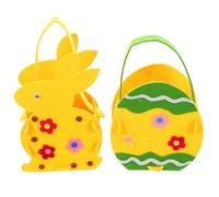 Housoutil 2pcs Easter Bag Cute Bunny Felt Storage Basket for Eggs Candy Reusable Handbag Organizer Party Treat Bag