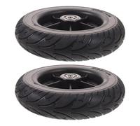 Housoutil 2pcs Electric Scooter Solid Rubber Wheels 200x50mm Front Scooter Tire Replacement with Dual Front Rear Riding Wheels Structure for Stability over Bumps and Portable Use under Dorm