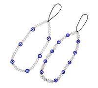 Housoutil 2Pcs Evil Eye Beaded Phone Charm Lanyard Lightweight Wrist Strap Keychain for Phone Bag Backpack Stylish Hanging Ornament for Friends Loved Ones