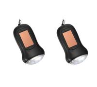 Housoutil 2pcs Flashlight Wind up Torch Hand Crank Torch Emergency Solar Hand Pocket Led Light Portable Solar Powered Dynamo Plastic Water Proof