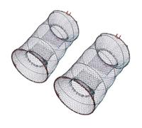 Housoutil 2pcs Foldable Fishing Traps Set 25cm 33cm Diameter, Portable Multi-function Crawfish Bait Traps for River and Sea Fishing