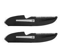 Housoutil 2pcs Folding Beard Comb Small Fine Beard Comb Pocket Size Black Plastic Handmade Detailing Travel and Everyday Carry Men