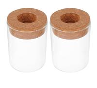 Housoutil 2pcs Glass Hydroponics Plant Terrarium Jar with Cork Lid 250ml Portable Tabletop Succulent Planter for Desktop Decoration and Office Decor with Air Circulation and Micro Landscape