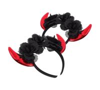 Housoutil 2pcs Halloween Devil Horn Headbands for Party, Flexible and Comfortable Artificial Leather and Knitting Fabric Hair Accessories with Unique Sl esign for Multi-occasion Costume