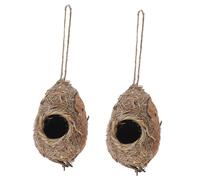 Housoutil 2pcs Hanging Bird House Pendant Made of Woven Grass for Birds, Suitable for Indoor and Outdoor Decoration, Provides A Warm Rustic Home for Finches and Bluebirds
