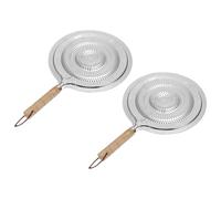 Housoutil 2Pcs Heat Diffuser Plate for Gas Stove or Electric Stove, Flame Guard Simmer Plate with Wooden Handle, Induction Cooktop Heat Diffuser