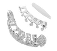 Housoutil 2pcs Hip Hop Tooth Grills for Adults, Copper Material with Comfortable Fit and Easy Maintenance, Irregular Flat Shape Decorative Mouth Grill for Social Events and Daily Wear