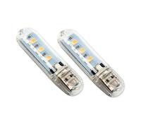 Housoutil 2pcs LED Night Light USB Lamp 3 LEDs Mini Portable Compatible Computer Laptop Power Bank Energy Saving