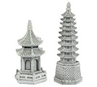 Housoutil 2Pcs Mini Pagoda Figurines Statue Fairy Garden Miniature Hexagon Figurine Vase Micro Landscape Asian Zen Garden Home Aquarium Dollhouse Decoration