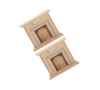 Housoutil 2pcs Miniature Wooden DIY Unfinished Faux Fireplace for Dollhouse Decoration Compact Vintage Simulation Accessories for Tiny Living Fairy Lawn Ornaments