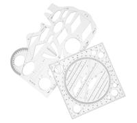 Housoutil 2pcs Multifunctional Geometric Drawing Ruler with Drawing and Math Measuring Tools Precise Plastic Drafting Templates for School Office and Home Use