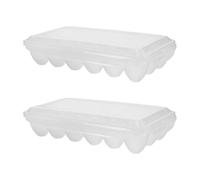 Housoutil 2pcs Plastic Egg Storage Container for Fridge Stackable Tray Shelf Holder Fresh Egg Organizer for Kitchen Countertop Use