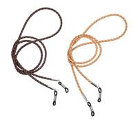 Housoutil 2pcs Premium Cowhide Eyeglass Chain Anti-lost Non-slip Glasses Lanyard for Sports and Daily Use Rope for Eyewear and Gauze Masks Suitable for Men Women