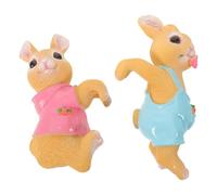 Housoutil 2pcs Resin Rabbit Flower Pot Hugger Set - Outdoor Garden Pot Hanger Ornament, Hanging Bunny Figurines for Patio Planters, Decorative Animal Sculpture for Yard and Spring Décor