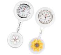 Housoutil 2pcs Retractable Nurse Watch Clip on Fob Pocket Watches for Nurses with Sturdy Metal Quartz Movement and Easy Read Dial, Practical Accessories for Healthcare Professionals