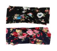 Housoutil 2pcs Rose Print Headbands for Women, Comfortable Polyester and Cotton Material, Stylish Knotted Design, for Shopping and Working, Thin Hair Bands to Hold Hair in Place