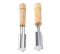 Housoutil 2pcs Stainless Steel Biscuit Mold with Wooden Handle Heart Star Shape Cookie Cutters for DIY Baking Candy Making Fondant Decorating