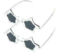 Housoutil 2pcs Star Eyeglasses Lightweight Portable Funny Cosplay Glasses Made of Silver PC Material for Masquerade Party Accessories for Men