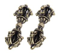 Housoutil 2pcs Tibetan Buddhist Vajra Pendant Keychain Antique Brass Charm Spiritual Amulet Durable Decorative Keyring for Various Occasions Outfits