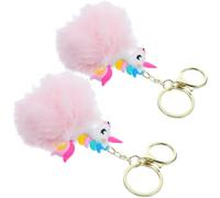 Housoutil 2pcs Unicorn Plush Keychain Bag Charm Buckle, Alloy and Soft Material, Easy to Carry Decoration for Backpack and Keys, Fashionable Accessories for Friends and Classmates