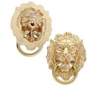 Housoutil 2pcs Vintage Brass Lion Head Cabinet Handles Solid Chinese Style Pulls for Wardrobe Kitchen Furniture Easy Install Decorative Home Decor Knobs