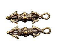 Housoutil 2pcs Vintage Brass Vajra Pestle Keychain Pendant Tibetan Buddhist Symbol Bag Charm Polished Craft Accessory with Ancient Design for Wisdom and Protection