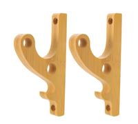 Housoutil 2pcs Wall Mount Helmet Hanger with Key Hook and Sword Rack, Bamboo Entryway Organizer with Load-Bearing Capacity 5kg, Space-Saving Multilayer Hooks for Bike Helmet, Sword,