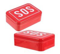 Housoutil 2pcs Waterproof Metal Survival Tool Box Emergency Medicine Storage Organizer Portable for Camping Hiking Travel Family Emergency Kit