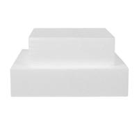 Housoutil 2pcs White Foam Cake Dummy Models for Decorating Practice, Square Shape Lightweight Baking Cake Models for Anniversaries and Birthdays