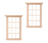 Housoutil 2pcs Window Frame Model Doll House Furniture Model Dollhouse Unfinished Furniture Kids Mini Toys Miniature Dolls Vintage Decor Dollhouse Furniture Wooden Ladder Child Old Fashioned