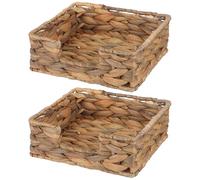 Housoutil 2pcs Woven Napkin Holder Set for Table and Desktop, Straw Material with Rustic Delicate Weaving Texture, Stable and Not Easy to Deform, for Room Table Or Hotel Use