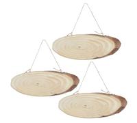 Housoutil 3 Piece Oval Pine Wood Craft Blanks Rustic Beige Wooden Hanging Sign with Jute Rope for DIY Handcrafts and General Crafting Projects