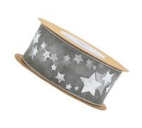 Housoutil 3 Rolls Christmas Five Point Star Foil Ribbon Grey Durable Festival Gift Wrapping Ribbon for DIY Crafts Hair Accessories and Holiday Decorations Yards
