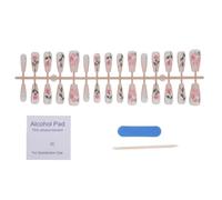 Housoutil 30 Pcs Long Coffin Shape Cat Eye Fake Nails Butterfly Nail Charms for Women Convenient Application Elegant Design for Occasion