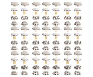 Housoutil 30pcs Brass Snap Fasteners Small Metal Buttons for Garments Down Jackets, Easy to Use Effective Fasteners for Sewing Projects and DIY Clothing Accessories