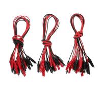 Housoutil 30pcs Insulated Plastic Test Wire with Dual Alligator Clips for Strong Electrical Conductivity, Suitable for Medical Equipment Accessories and Electronic Work, Black and Red Wiring